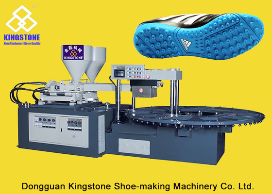 Única máquina de fabricación del zapato doble rotatorio del color para dos lenguados del plástico de la densidad