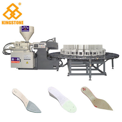 12/16/20/24 coloca la máquina rotatoria del moldeo a presión de la plantilla de los PP de los zapatos de cuero con tasa de producción rápida